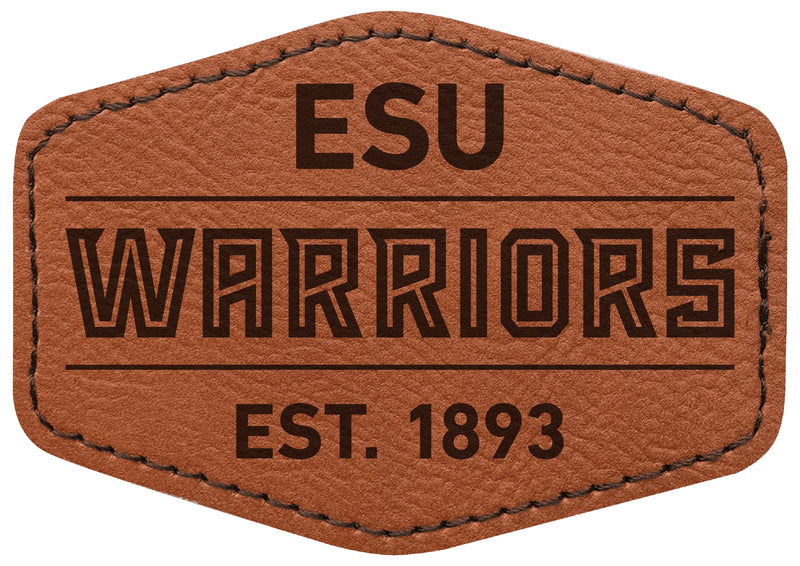 East Stroudsburg University Officially Licensed Hexagonal Leatherette Patch - Iron-On with Adhesive Back 4-Pack