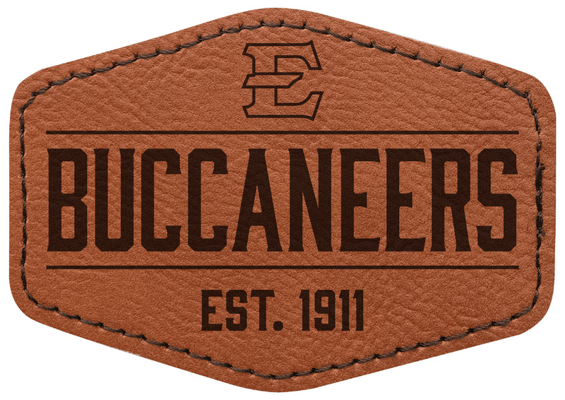 East Tennessee State University Officially Licensed Hexagonal Leatherette Patch - Iron-On with Adhesive Back Single