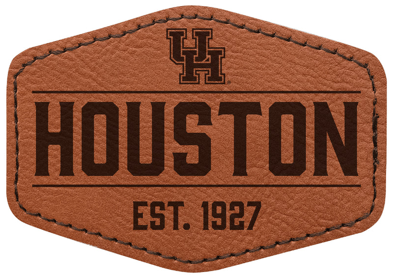 University of Houston Officially Licensed Hexagonal Leatherette Patch - Iron-On with Adhesive Back 2-Pack