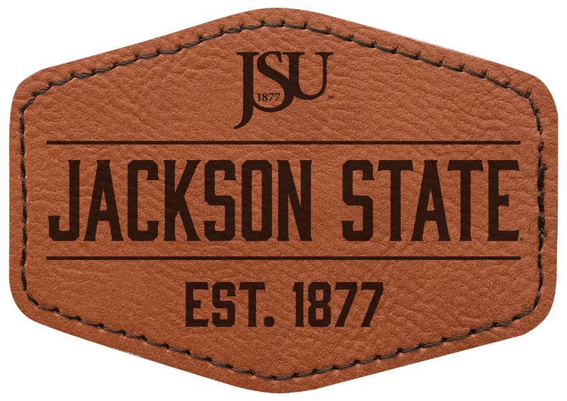 Jackson State University Officially Licensed Hexagonal Leatherette Patch - Iron-On with Adhesive Back 4-Pack