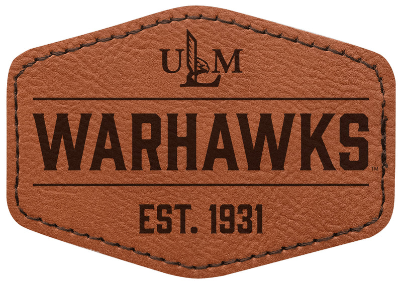 University of Louisiana Monroe Officially Licensed Hexagonal Leatherette Patch - Iron-On with Adhesive Back Single