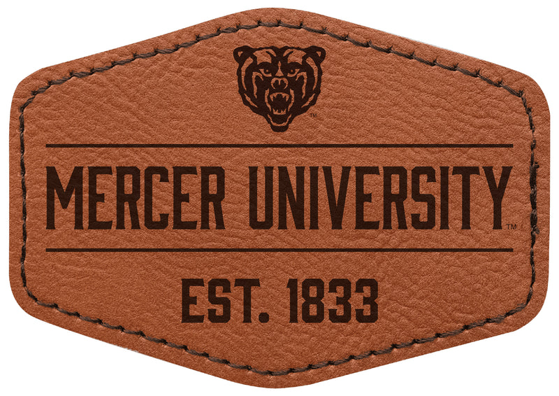 Mercer University Officially Licensed Hexagonal Leatherette Patch - Iron-On with Adhesive Back 2-Pack