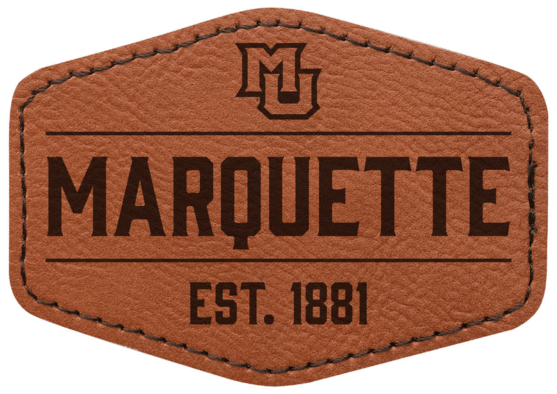 Marquette Golden Eagles Officially Licensed Hexagonal Leatherette Patch - Iron-On with Adhesive Back Single