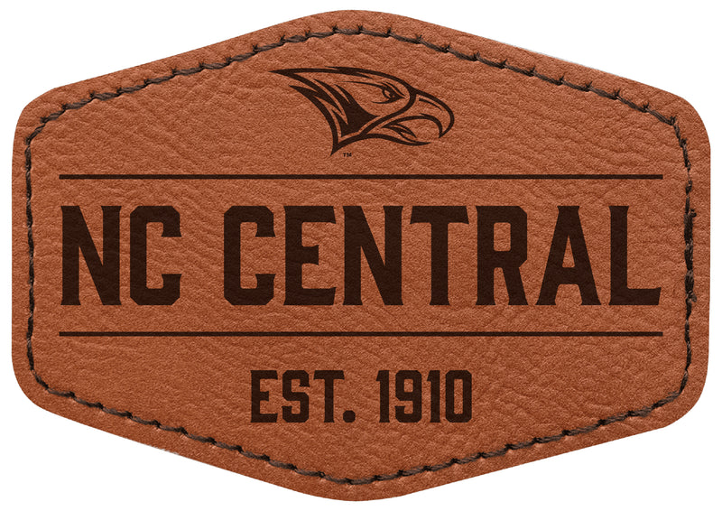 North Carolina Central Eagles Officially Licensed Hexagonal Leatherette Patch - Iron-On with Adhesive Back 4-Pack
