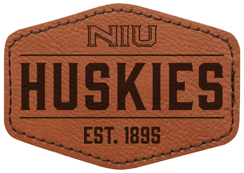 Northern Illinois Huskies Officially Licensed Hexagonal Leatherette Patch - Iron-On with Adhesive Back 4-Pack