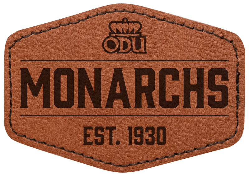 Old Dominion Monarchs Officially Licensed Hexagonal Leatherette Patch - Iron-On with Adhesive Back 4-Pack