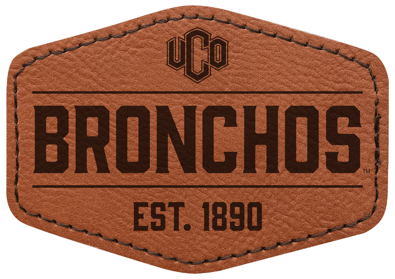 University of Central Oklahoma Bronchos Officially Licensed Hexagonal Leatherette Patch - Iron-On with Adhesive Back Single
