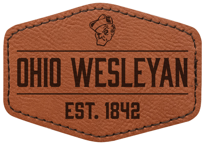 Ohio Wesleyan University Officially Licensed Hexagonal Leatherette Patch - Iron-On with Adhesive Back Single