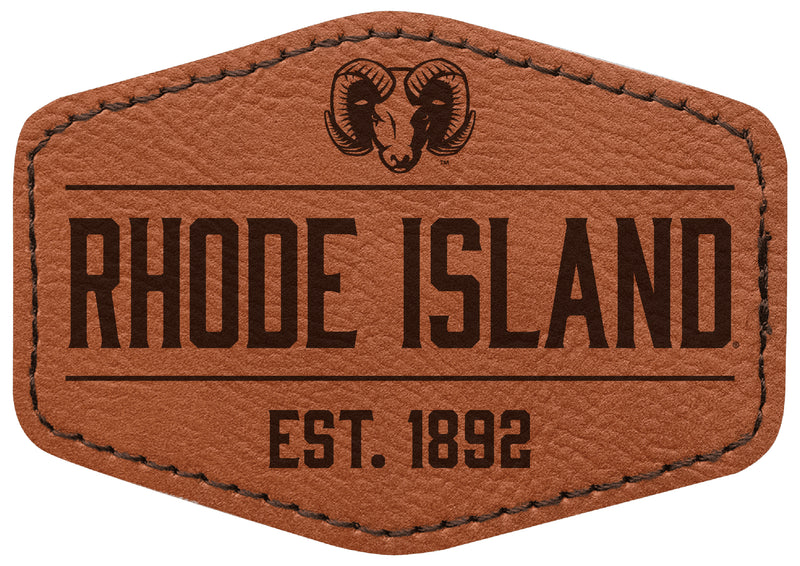Rhode Island University Officially Licensed Hexagonal Leatherette Patch - Iron-On with Adhesive Back 2-Pack