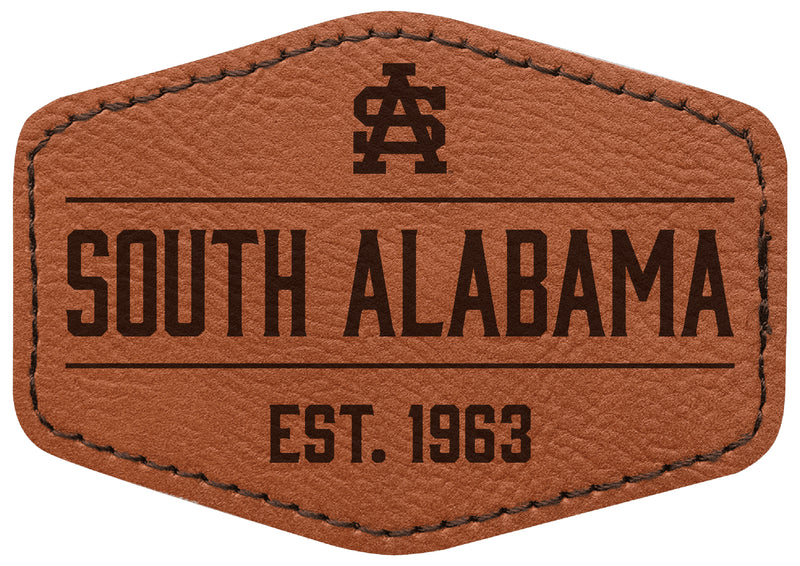 University of South Alabama Officially Licensed Hexagonal Leatherette Patch - Iron-On with Adhesive Back 4-Pack