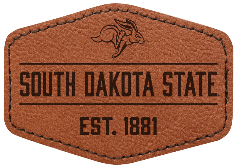 South Dakota State Jackrabbits Officially Licensed Hexagonal Leatherette Patch - Iron-On with Adhesive Back Single