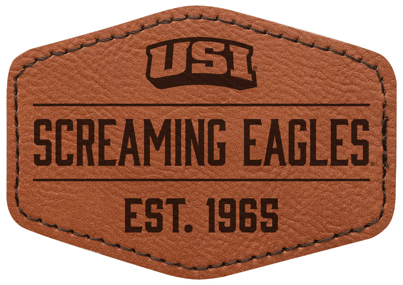 University of Southern Indiana Officially Licensed Hexagonal Leatherette Patch - Iron-On with Adhesive Back Single