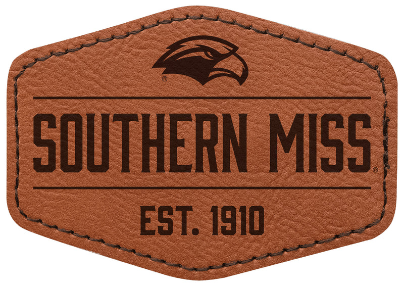 Southern Mississippi Golden Eagles Officially Licensed Hexagonal Leatherette Patch - Iron-On with Adhesive Back 2-Pack