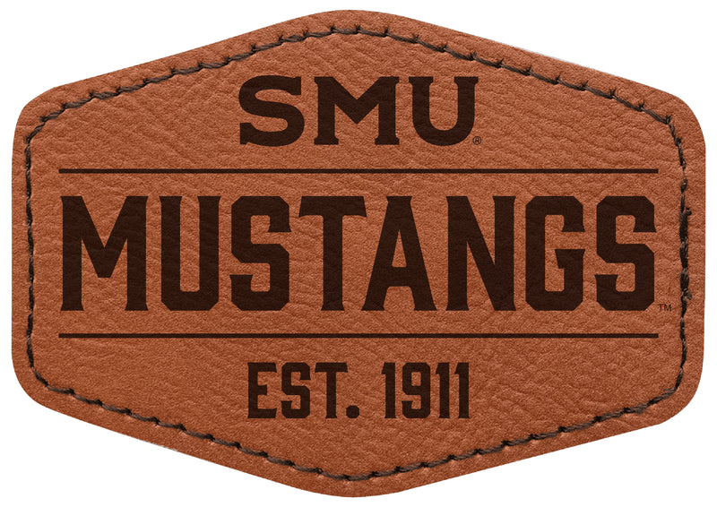 Southern Methodist University Officially Licensed Hexagonal Leatherette Patch - Iron-On with Adhesive Back 4-Pack