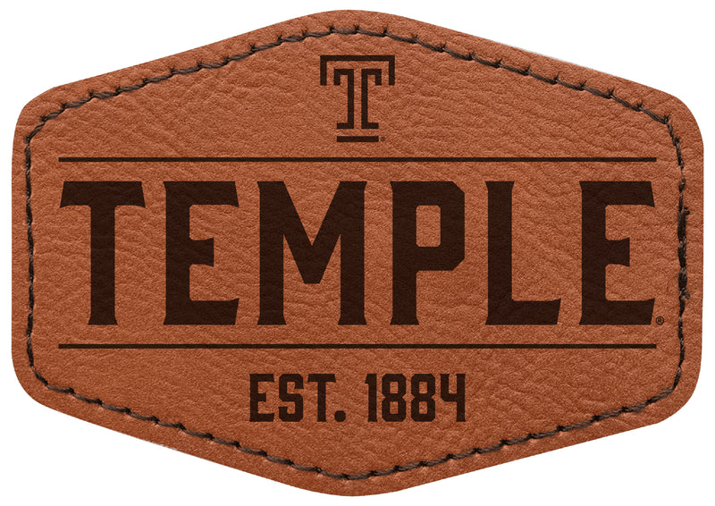 Temple University Officially Licensed Hexagonal Leatherette Patch - Iron-On with Adhesive Back Single