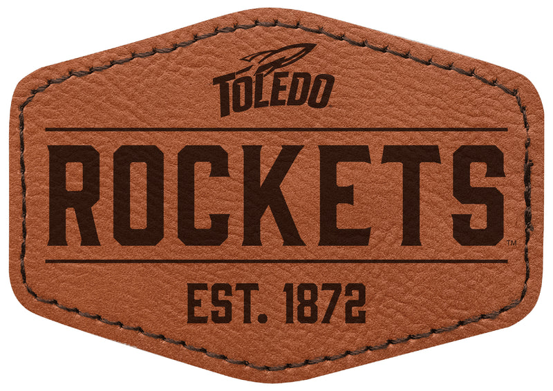 Toledo Rockets Officially Licensed Hexagonal Leatherette Patch - Iron-On with Adhesive Back Single