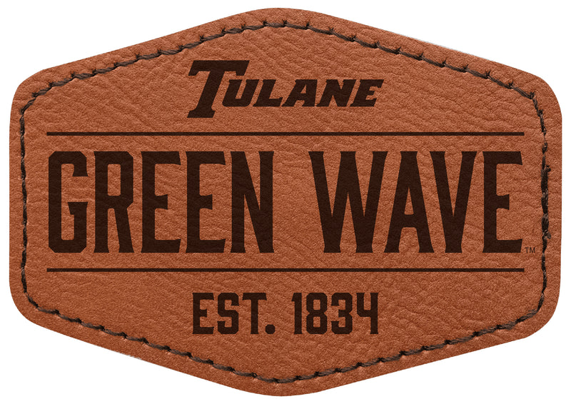 Tulane University Green Wave Officially Licensed Hexagonal Leatherette Patch - Iron-On with Adhesive Back 2-Pack