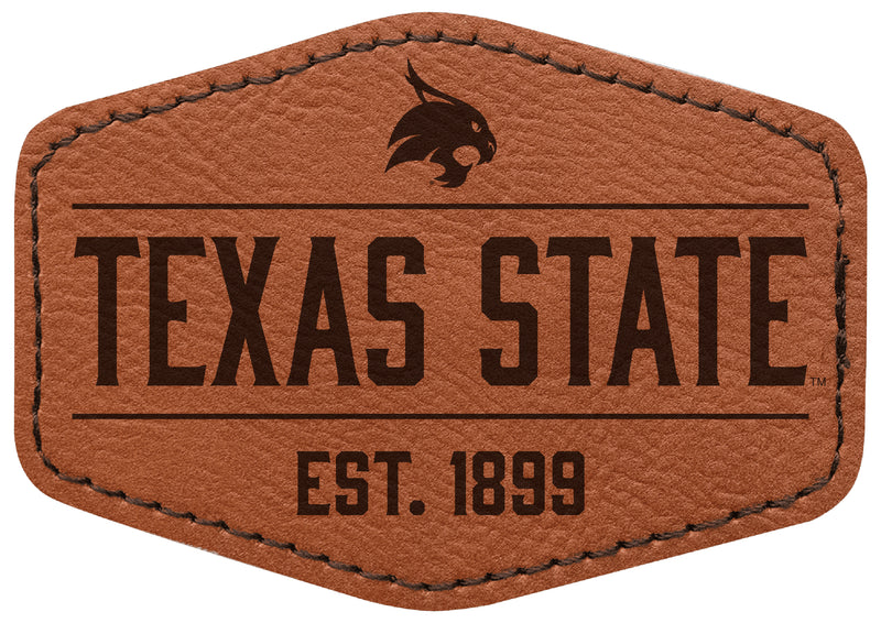 Texas State Bobcats Officially Licensed Hexagonal Leatherette Patch - Iron-On with Adhesive Back Single