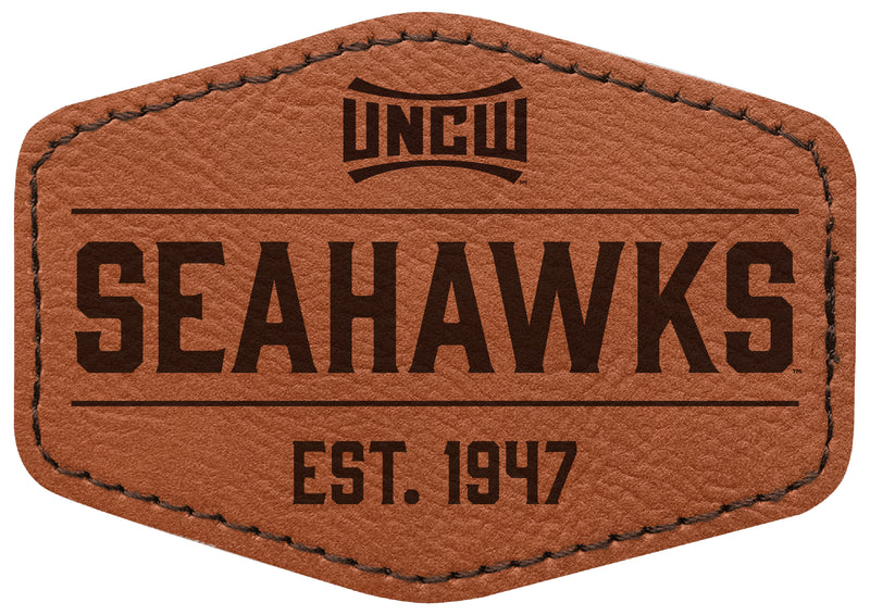 North Carolina Wilmington Seahawks Officially Licensed Hexagonal Leatherette Patch - Iron-On with Adhesive Back Single