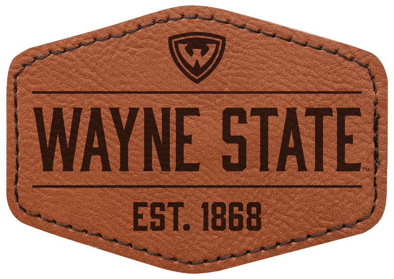 Wayne State Officially Licensed Hexagonal Leatherette Patch - Iron-On with Adhesive Back 4-Pack