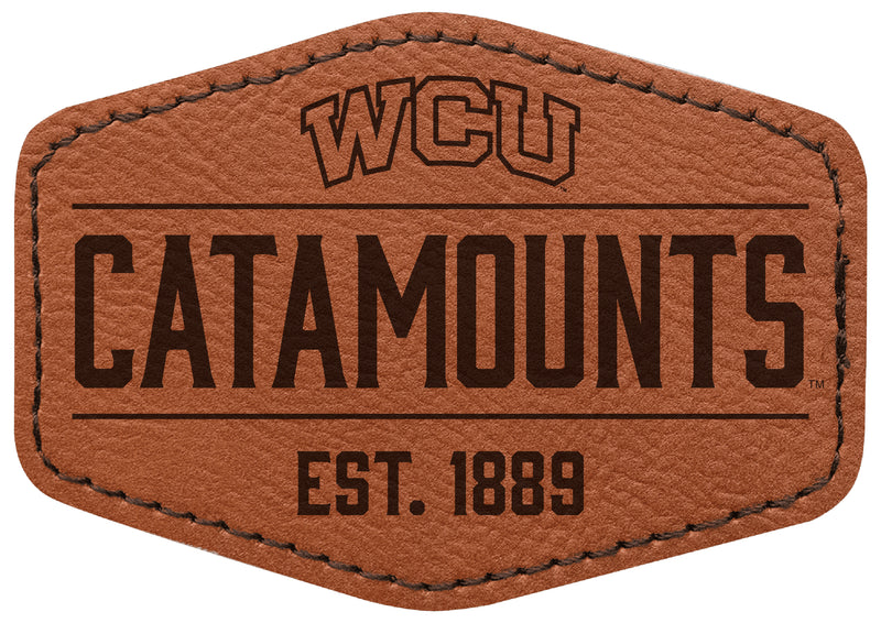 Western Carolina University Officially Licensed Hexagonal Leatherette Patch - Iron-On with Adhesive Back Single
