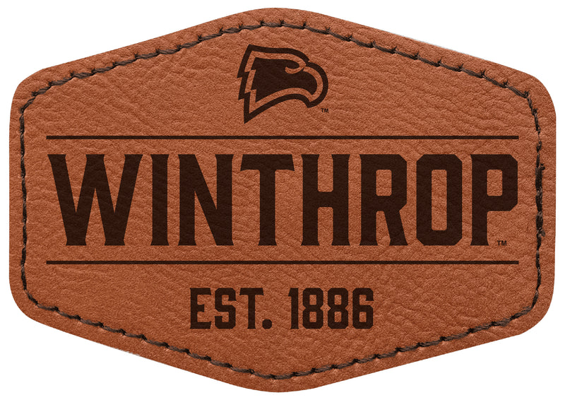Winthrop University Officially Licensed Hexagonal Leatherette Patch - Iron-On with Adhesive Back Single