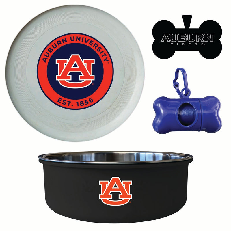 Auburn Tigers Officially Licensed College Pet Pack – Dog Tag, Bowl, Flying Disc & Waste Bag