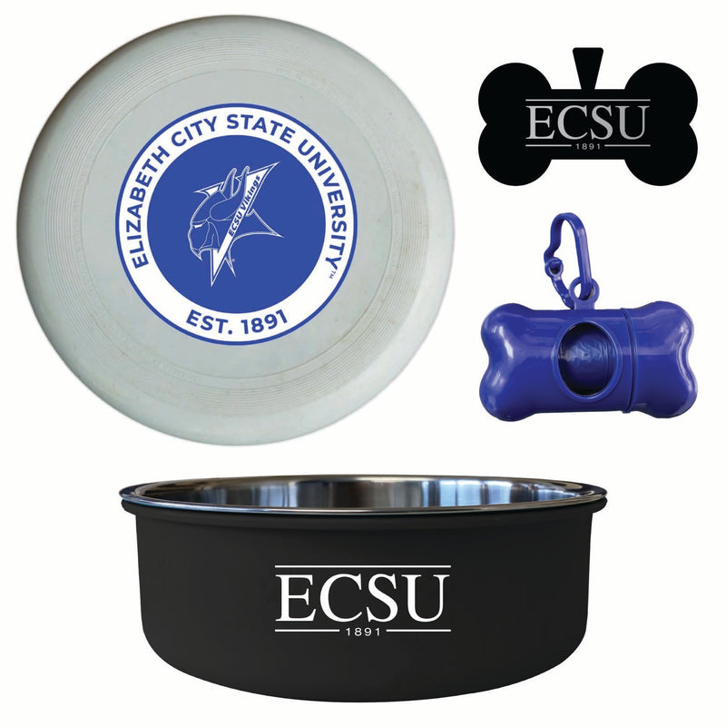Elizabeth City State University Officially Licensed College Pet Pack – Dog Tag, Bowl, Flying Disc & Waste Bag