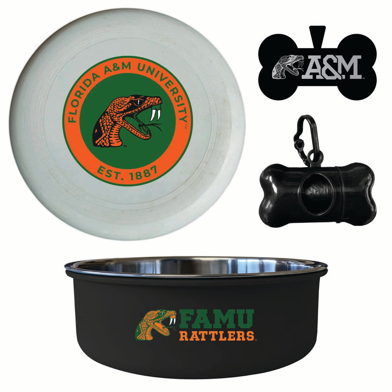 Florida A&M Rattlers Officially Licensed College Pet Pack – Dog Tag, Bowl, Flying Disc & Waste Bag