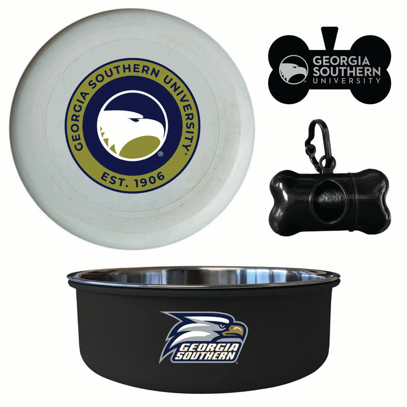 Georgia Southern Eagles Officially Licensed College Pet Pack – Dog Tag, Bowl, Flying Disc & Waste Bag