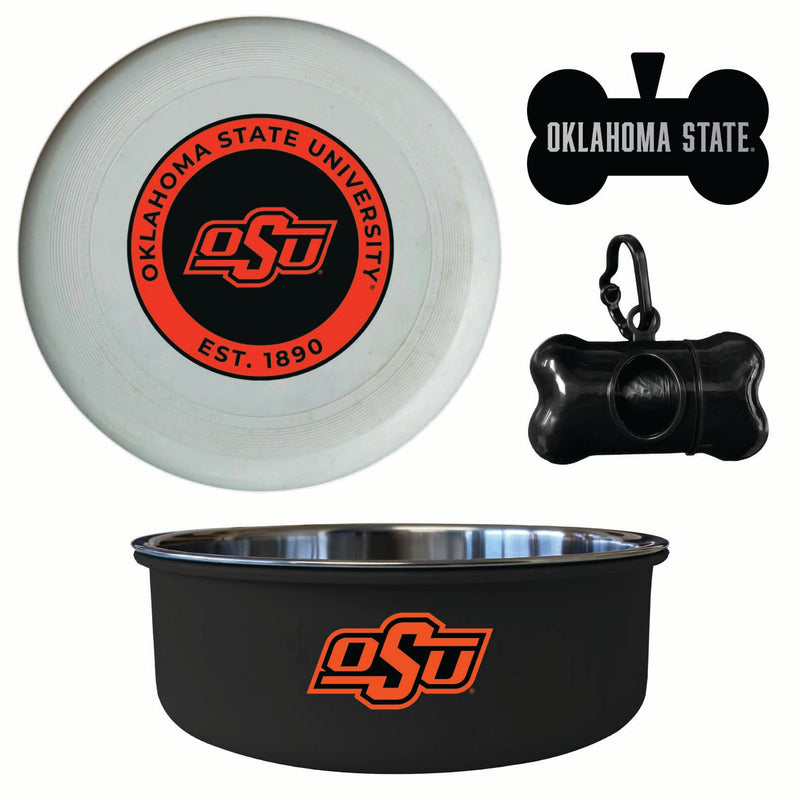Oklahoma State Cowboys Officially Licensed College Pet Pack – Dog Tag, Bowl, Flying Disc & Waste Bag