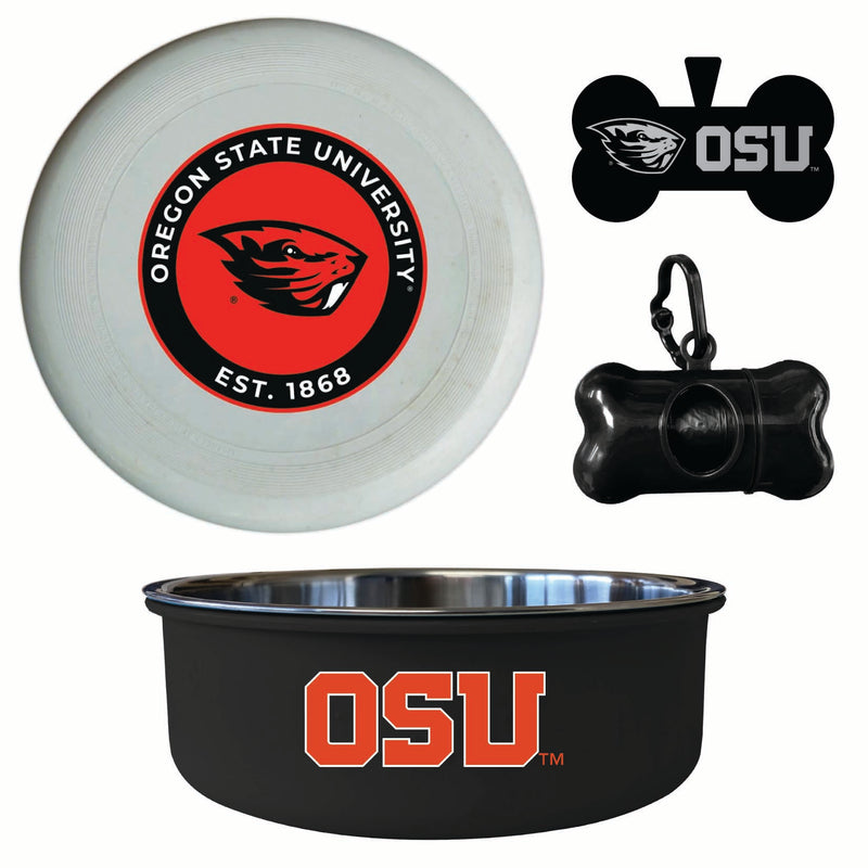 Oregon State Beavers Officially Licensed College Pet Pack – Dog Tag, Bowl, Flying Disc & Waste Bag