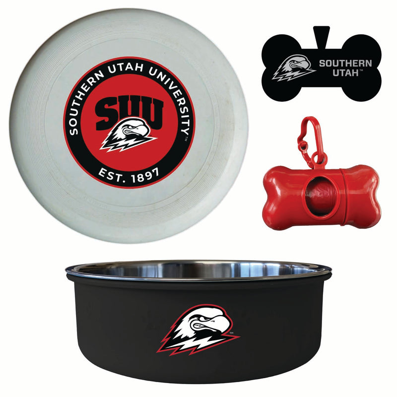 Southern Utah University Officially Licensed College Pet Pack – Dog Tag, Bowl, Flying Disc & Waste Bag