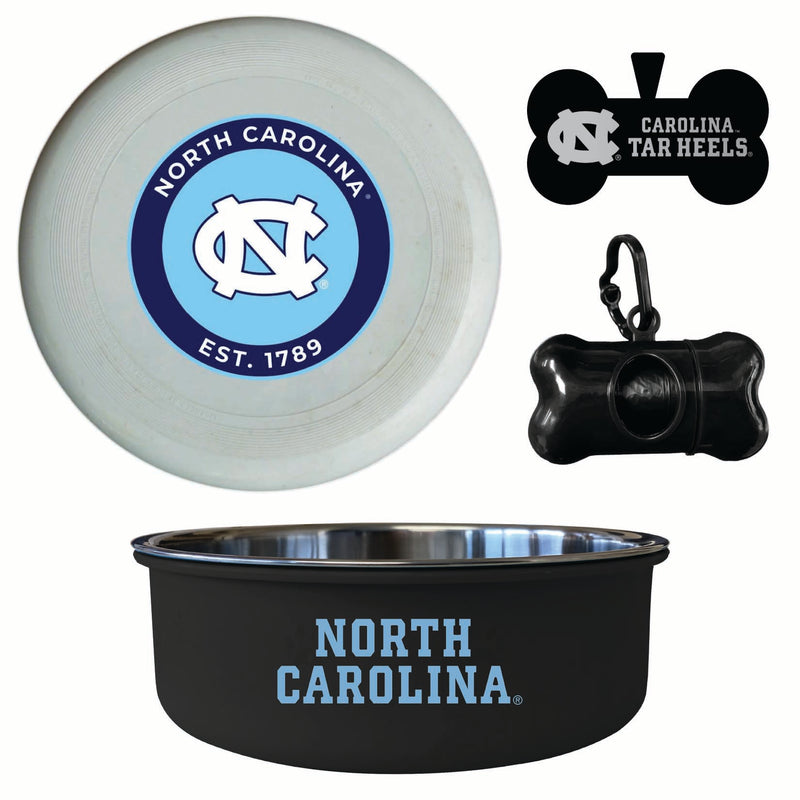 UNC Tar Heels Officially Licensed College Pet Pack – Dog Tag, Bowl, Flying Disc & Waste Bag