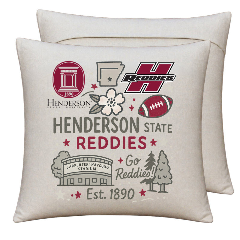 Henderson State Reddies Officially Licensed 18" x 18" Throw Pillow Cover – Medley or Logo Design Medley