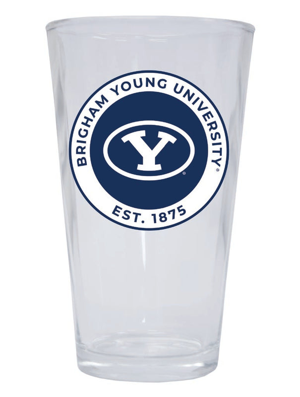 Brigham Young Cougars 16 oz Pint Glass Circle Design Officially Licensed Collegiate Product Single