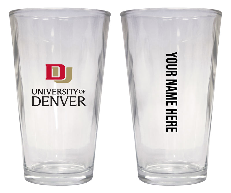 University of Denver Pioneers Customizable 16 oz Pint Glass Officially Licensed Collegiate Product 4-Pack