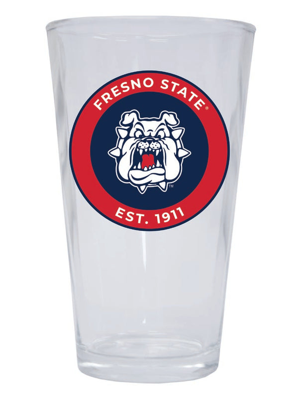 Fresno State Bulldogs 16 oz Pint Glass Circle Design Officially Licensed Collegiate Product Single