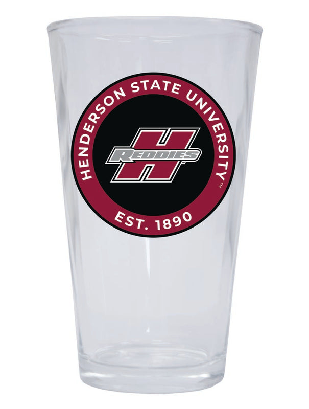 Henderson State Reddies 16 oz Pint Glass Circle Design Officially Licensed Collegiate Product 4-Pack