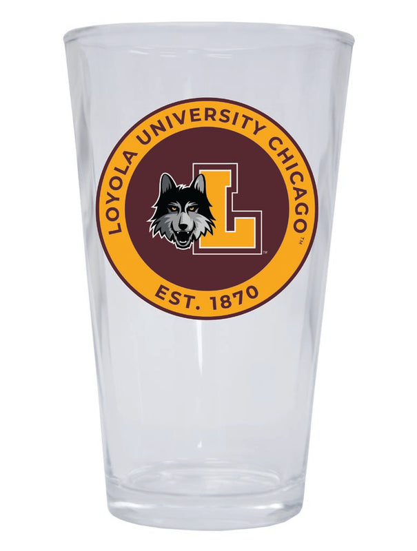 Loyola University Ramblers 16 oz Pint Glass Circle Design Officially Licensed Collegiate Product 2-Pack