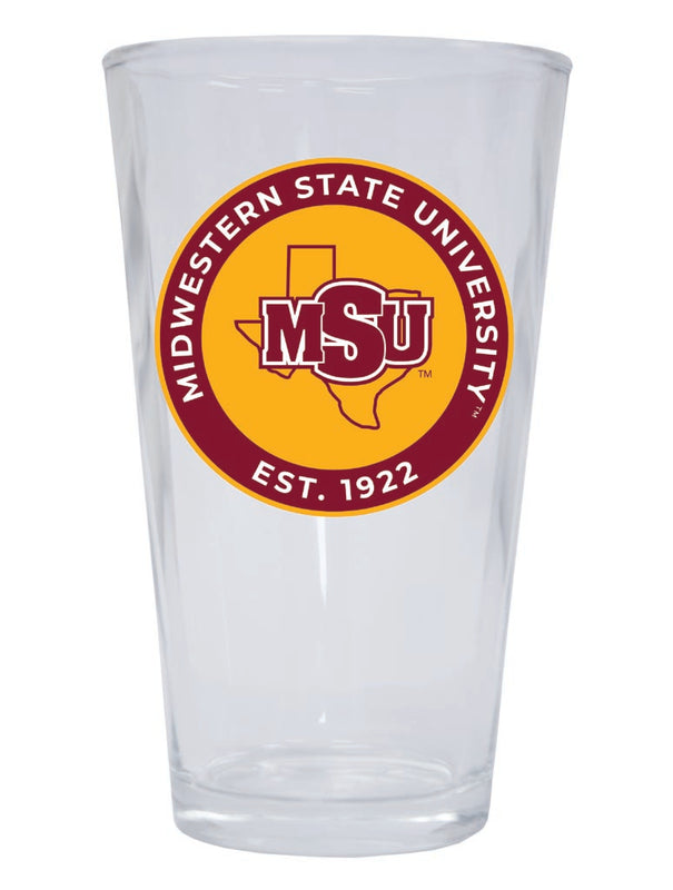 Midwestern State University Mustangs 16 oz Pint Glass Circle Design Officially Licensed Collegiate Product 4-Pack