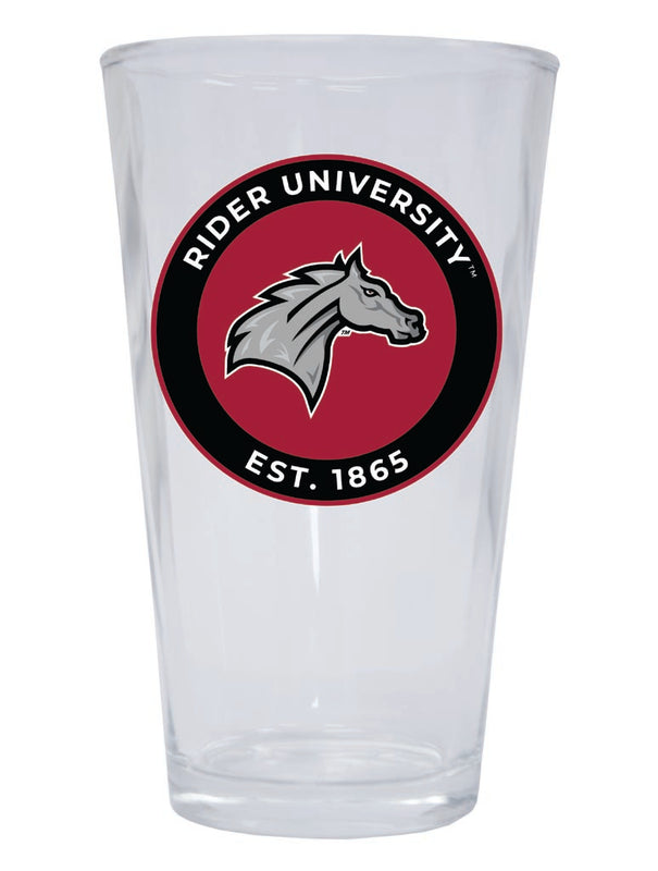 Rider University Broncs 16 oz Pint Glass Circle Design Officially Licensed Collegiate Product 2-Pack