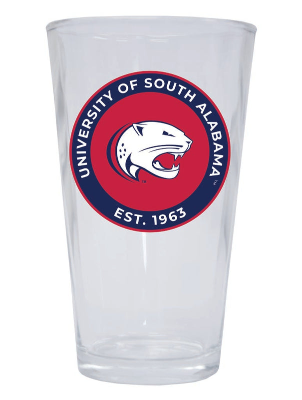 University of South Alabama 16 oz Pint Glass Circle Design Officially Licensed Collegiate Product 2-Pack