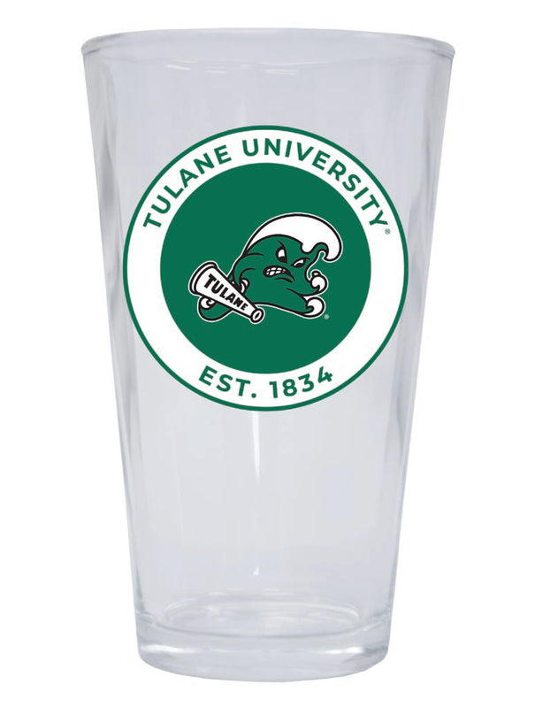 Tulane University Green Wave 16 oz Pint Glass Circle Design Officially Licensed Collegiate Product 4-Pack