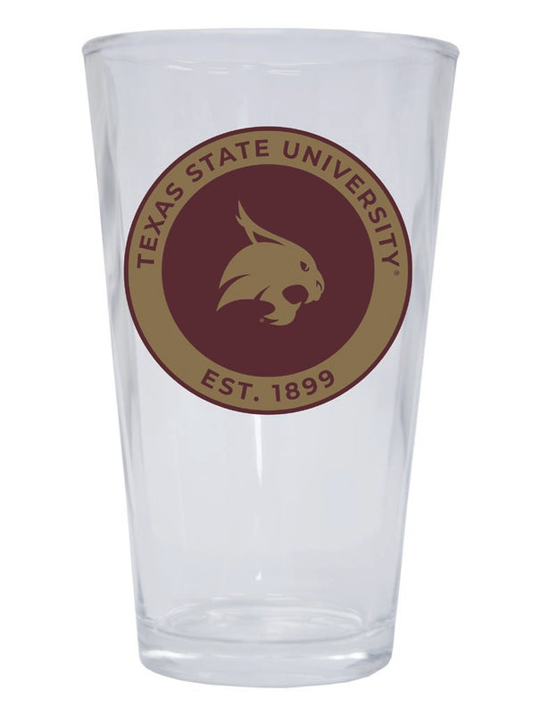 Texas State Bobcats 16 oz Pint Glass Circle Design Officially Licensed Collegiate Product 2-Pack