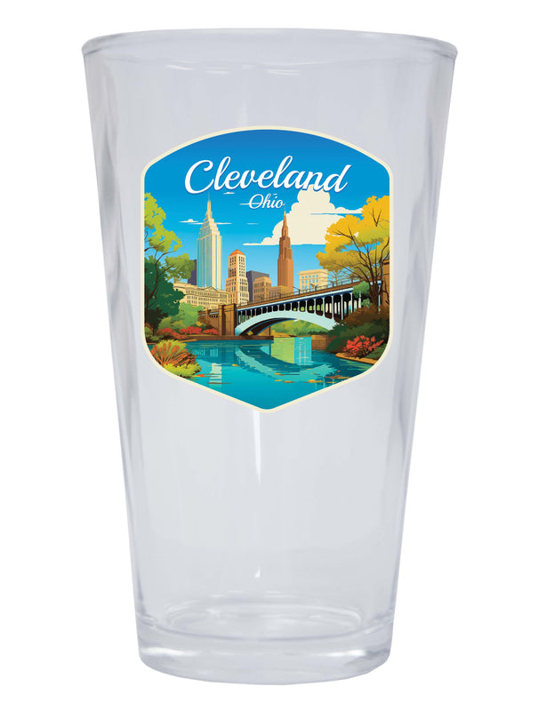 Cleveland Ohio Design B Souvenir 16 oz Pint Glass Single
