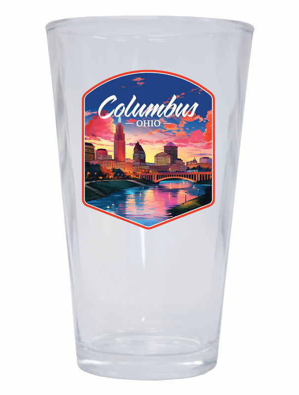 Columbus Ohio Sunset Cityscape Design Souvenir 16 oz Pint Glass 4-Pack