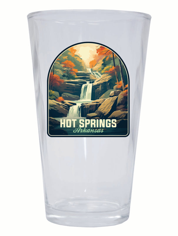 Hot Springs Arkansas Autumn Waterfall Design Souvenir 16 oz Pint Glass 4-Pack