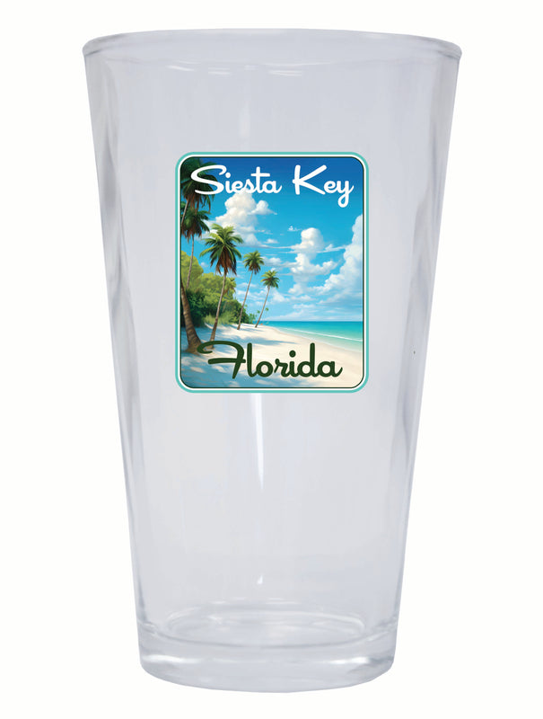 Siesta Key Beach Florida Tropical Beach Design Souvenir 16 oz Pint Glass 4-Pack
