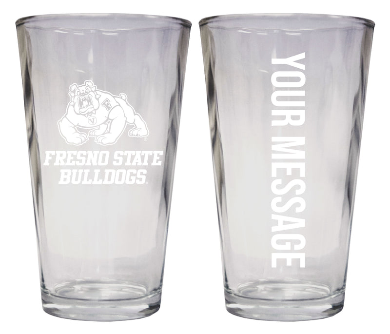 Fresno State Bulldogs Officially Licensed 16 oz Pint Glass Engraved – Customizable Drinkware